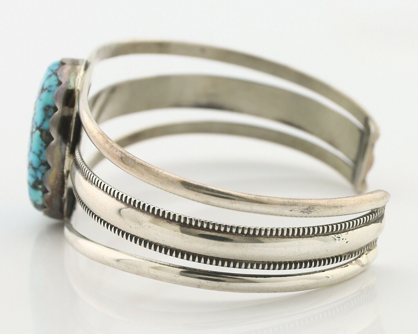 Navajo Bracelet 925 Silver Mine 8 Turquoise Native American Artist C.80's