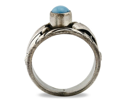 Navajo Ring .925 Silver Handmade Sleeping Beauty Turquoise Signed ELA C.80's