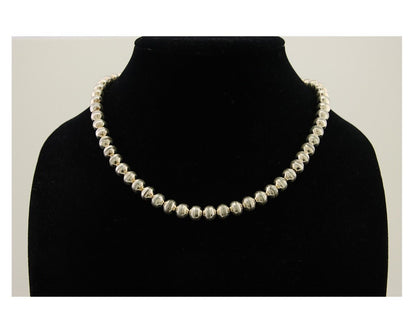 Navajo Bead Necklace 925 Silver Turquoise Native American Artist C.80's