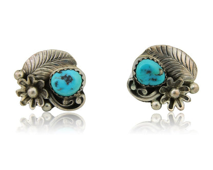 Navajo Dangle Earrings 925 Silver Natural Turquoise Native American Artist C80s