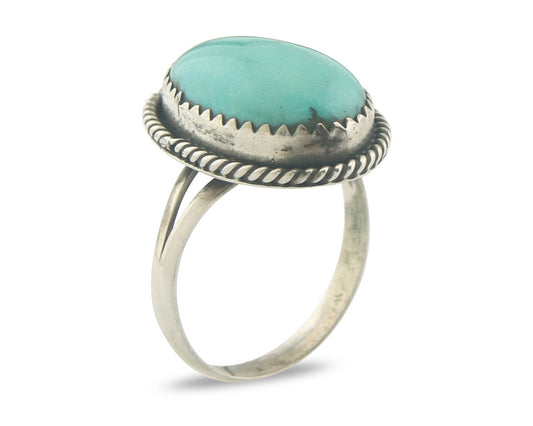 Vintage Navajo Ring 925 Sterling Authentic Santa Rita Turquoise Size 6.0