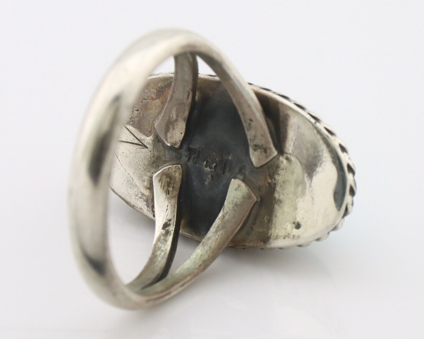 Navajo Ring .925 Silver Natural Kingman Turquoise Native American Artist C.80's
