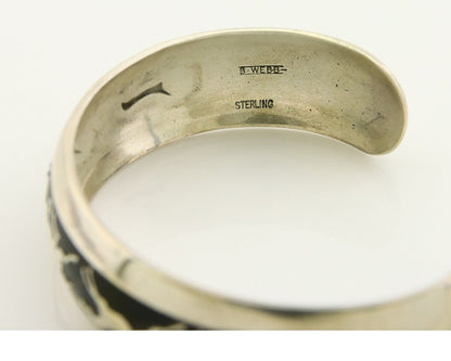 Navajo Bracelet 925 Silver Handmade Cuff Artist Signed B Webb C.80's