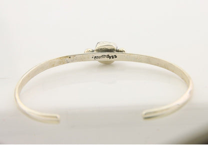 Navajo Bracelet .925 Silver Natural Red Coral Cuff Native American Artist C.80's