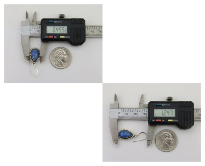 Navajo Earrings 925 Silver Blue Denim Lapis Artist Signed First Eagle C.80's