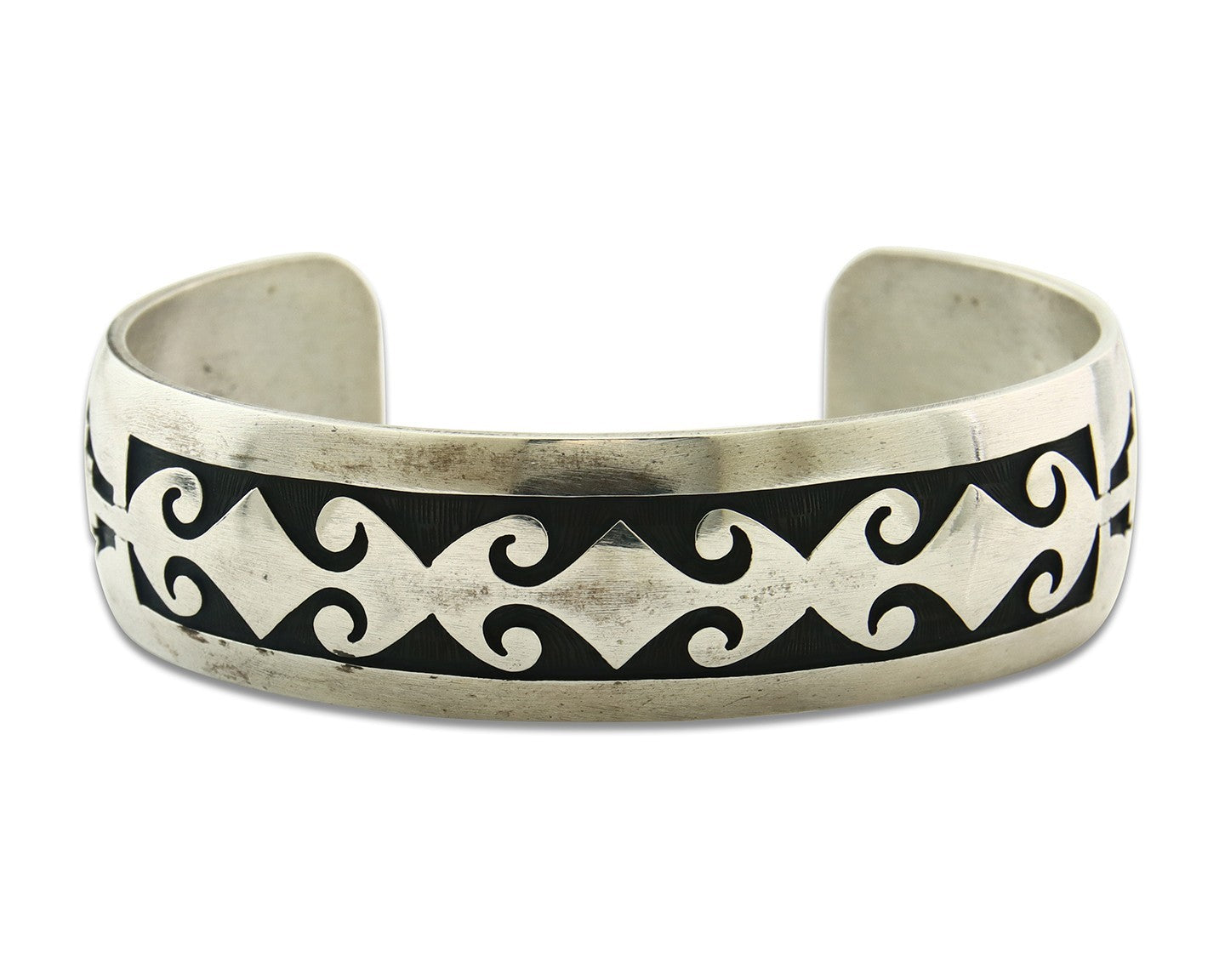 Vintage Navajo Bangle Bracelet Sterling Silver Hand Stamped Signed AA