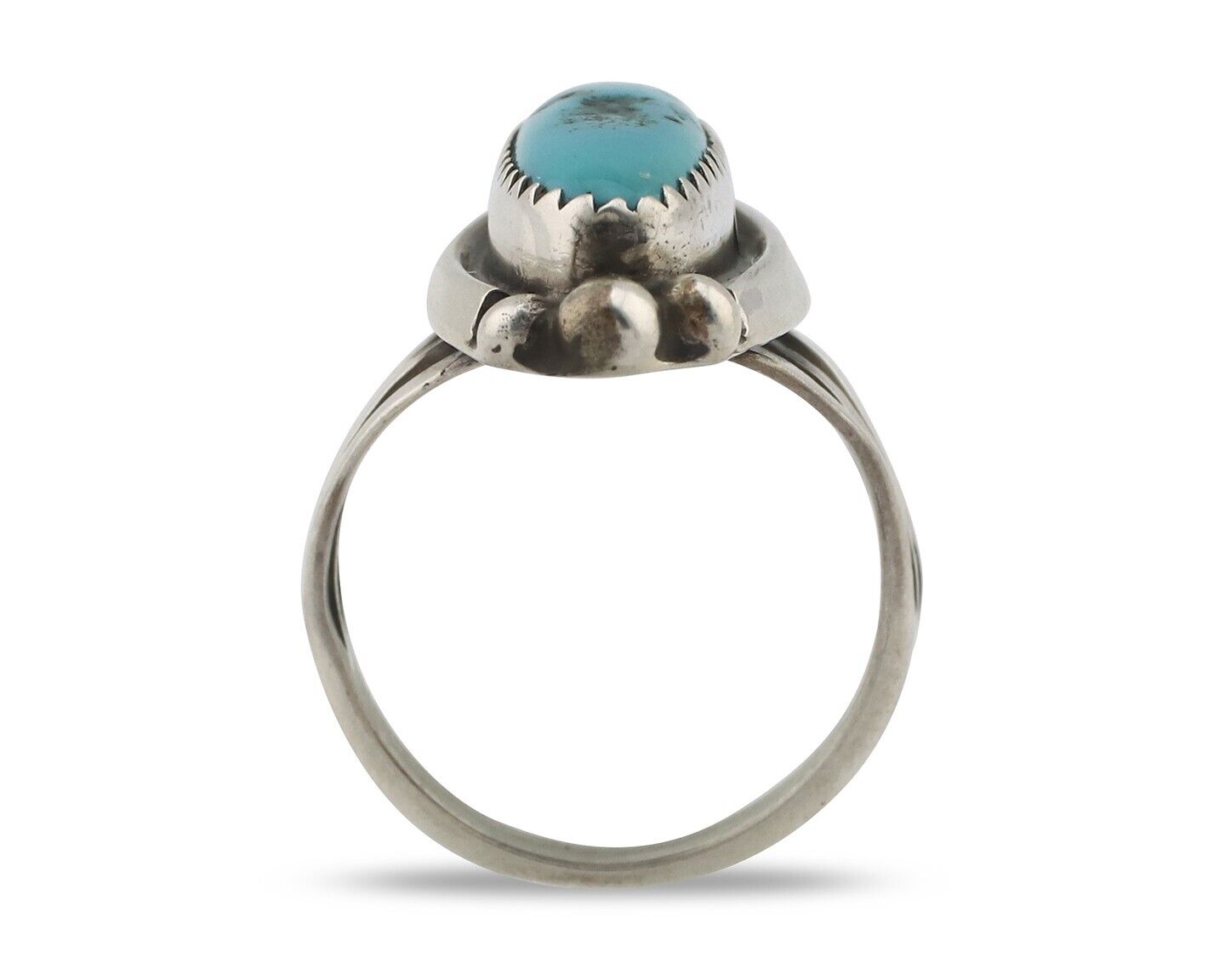 Navajo Ring .925 Silver Sleeping Beauty Turquoise Signed SkyStone Creations C80s