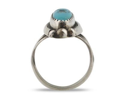 Navajo Ring .925 Silver Sleeping Beauty Turquoise Signed SkyStone Creations C80s