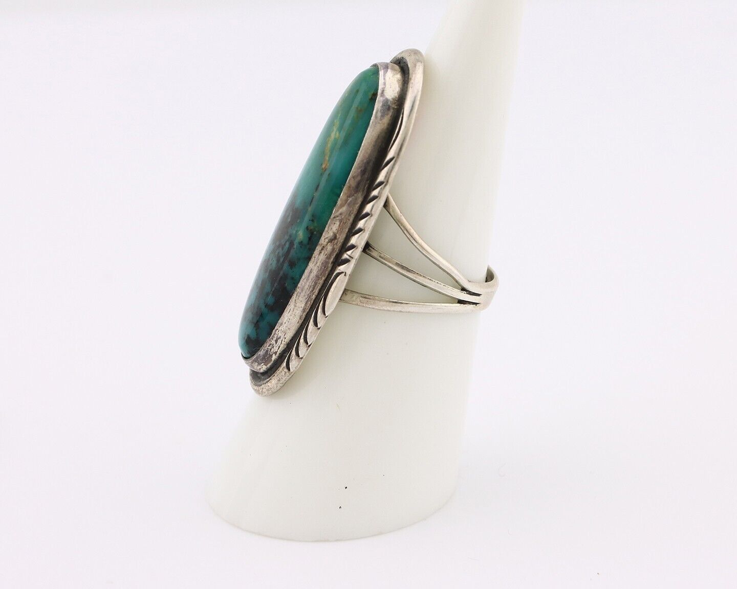 Navajo Ring 925 Silver Natural Blue Turquoise Signed William Denetdale C.80s