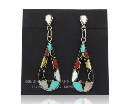 Navajo Earrings 925 Silver Natural Gemstone Native American Artist C80s