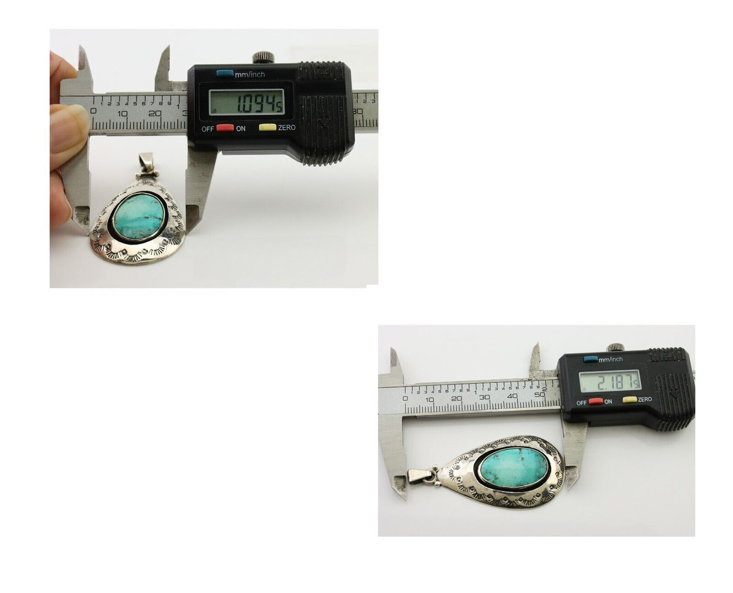 Navajo Pendant 925 Silver Blue Turquoise Artist Signed MC C.80's