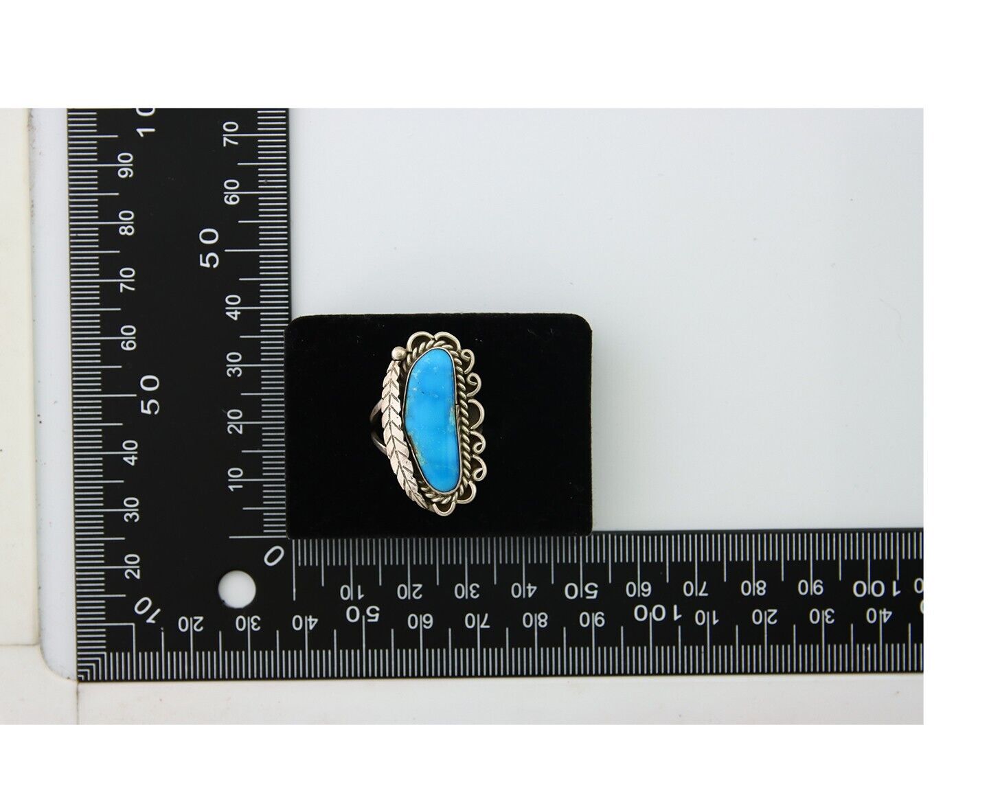 Navajo Ring .925 Sterling Blue Turquoise Artist Signed R Yazzie C.80's