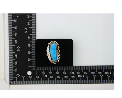Navajo Ring .925 Sterling Blue Turquoise Artist Signed R Yazzie C.80's