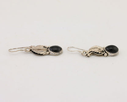 Navajo Dangle Earrings 925 Silver Black Onyx Native American Artist C.80's