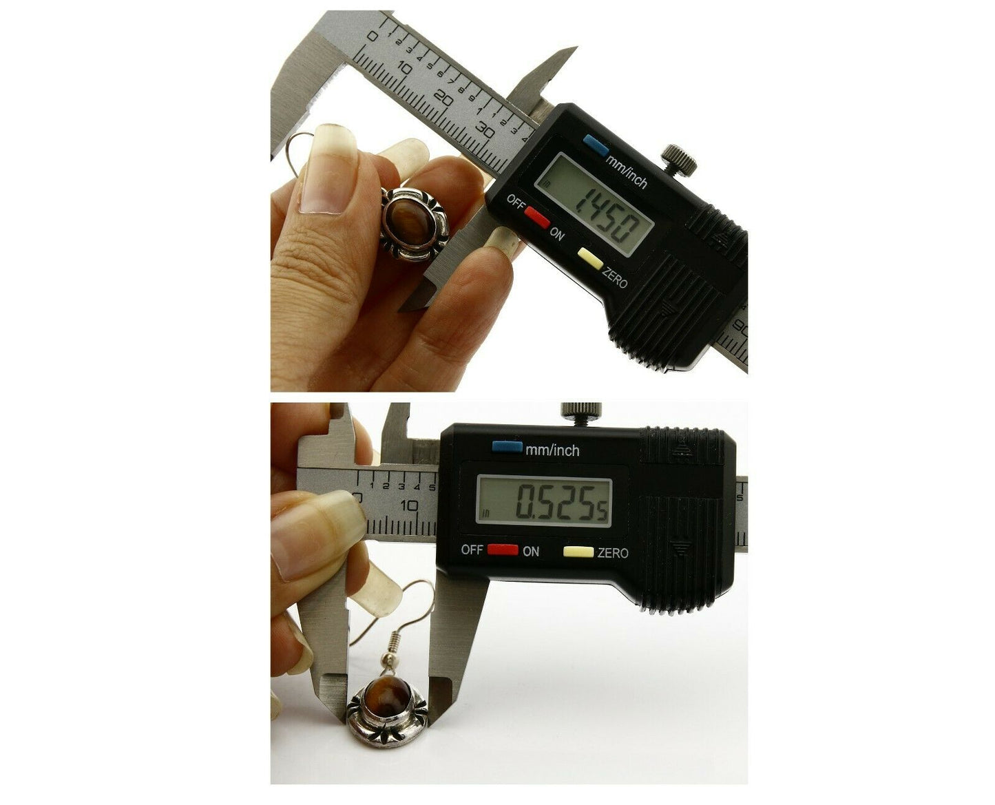 Navajo Hand Stamped Natural Mined Tigers Eye .925 SOLID Silver Stud Earrings