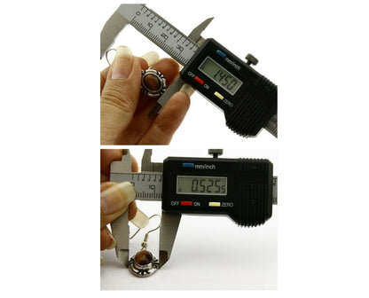 Navajo Hand Stamped Natural Mined Tigers Eye .925 SOLID Silver Stud Earrings