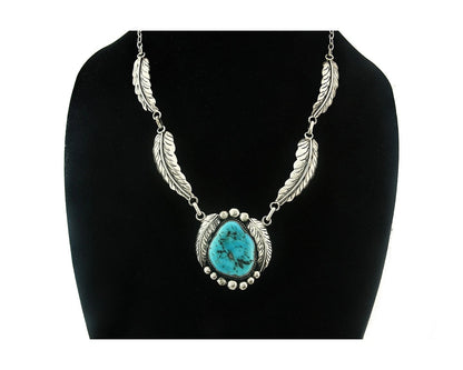 Navajo Necklace Natural Green Turquoise Vintage Signed M Montoya C.80's