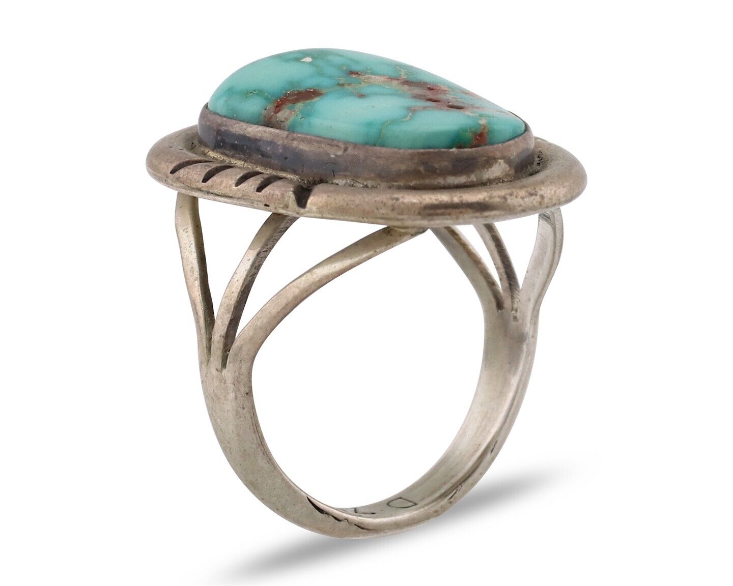 Navajo Ring .925 Silver Blue Turquoise Artist Signed Doug Zachary C.80's