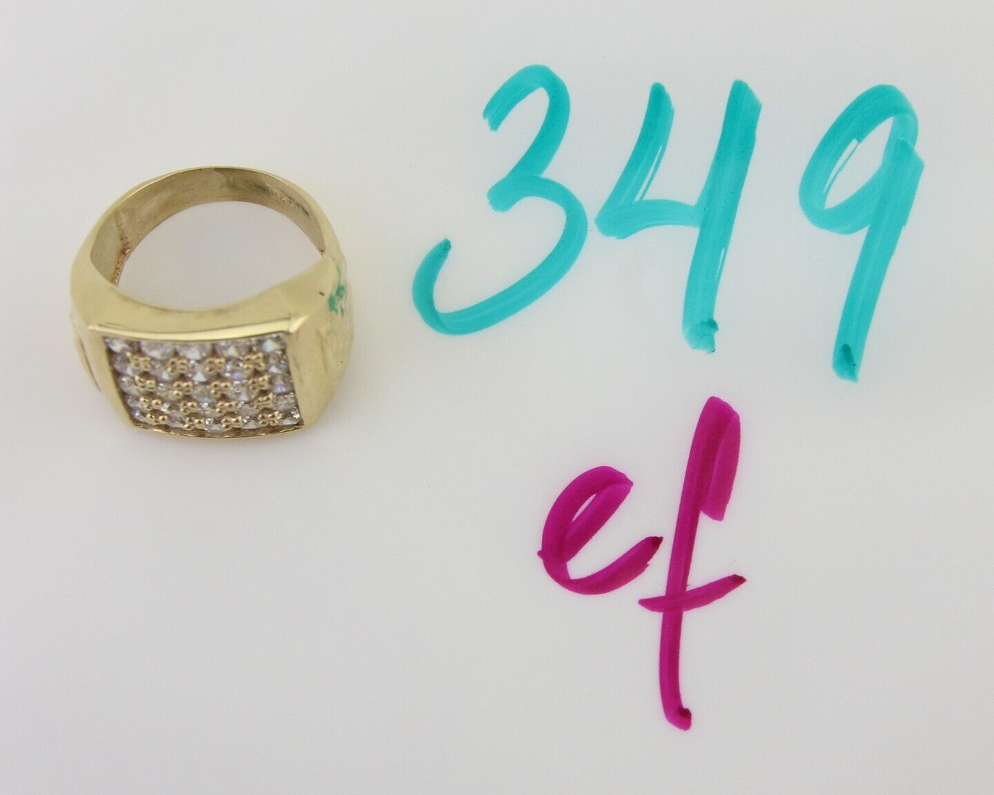 Men Simulated Diamond Pinky Ring 14k Solid Yellow Gold