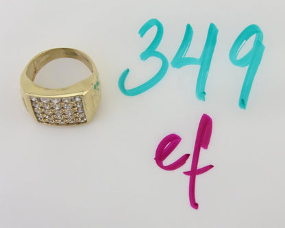 Men Simulated Diamond Pinky Ring 14k Solid Yellow Gold