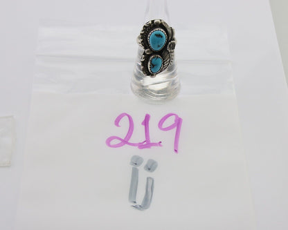 Navajo Ring 925 Silver Natural Blue Turquoise Artist Signed SC C.80's Size 6.75