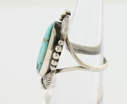 Navajo Ring 925 Silver Natural Blue Turquoise Artist Signed GR HEART C.80's