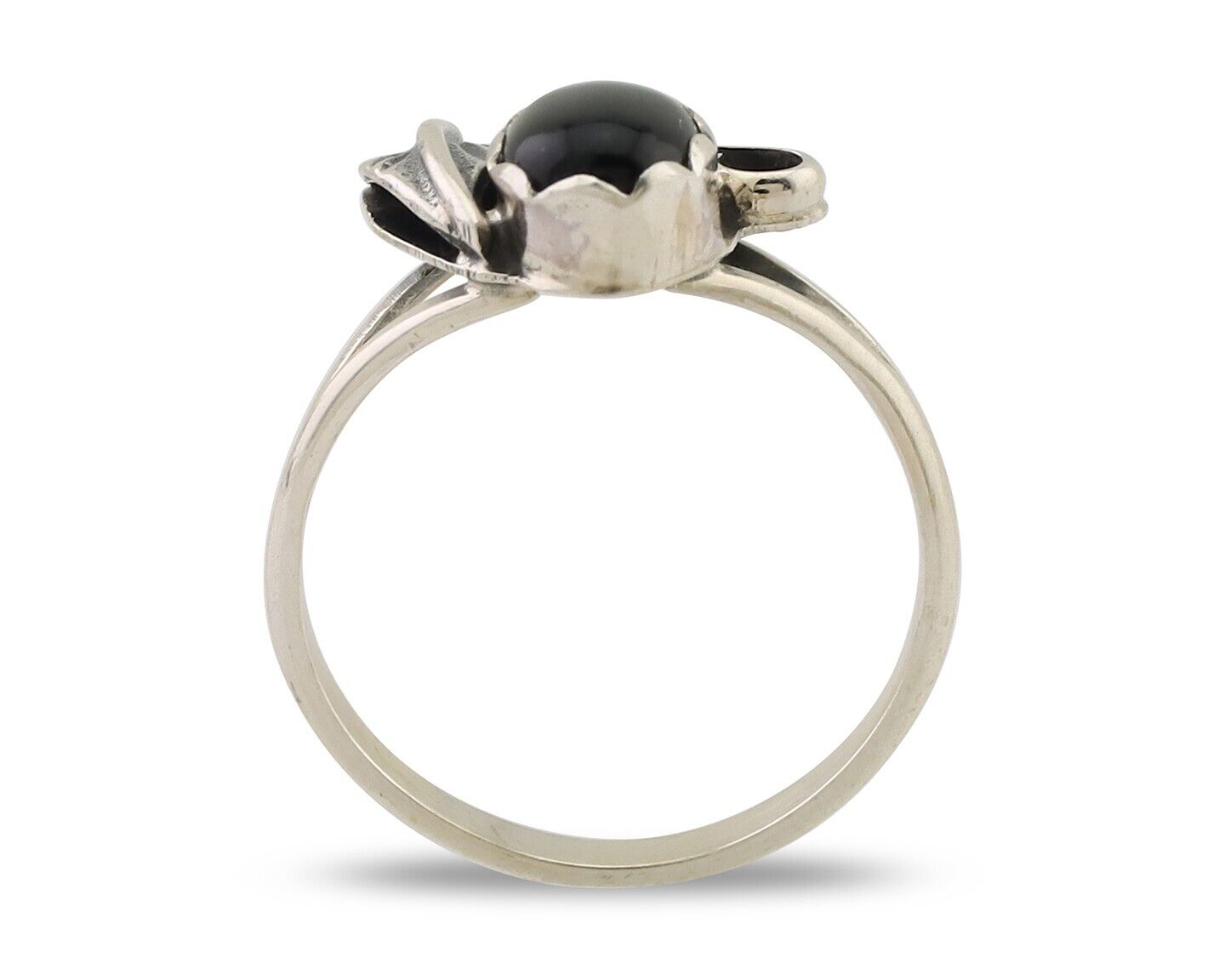Navajo Handmade Ring 925 Silver Natural Onyx Native Artist Size 5.0 C.80's