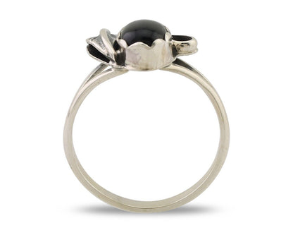 Navajo Handmade Ring 925 Silver Natural Onyx Native Artist Size 5.0 C.80's