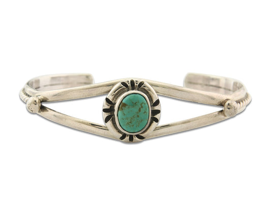Vintage Navajo Bracelet 925 Silver Turquoise Tranditional Handmade Signed Gecko