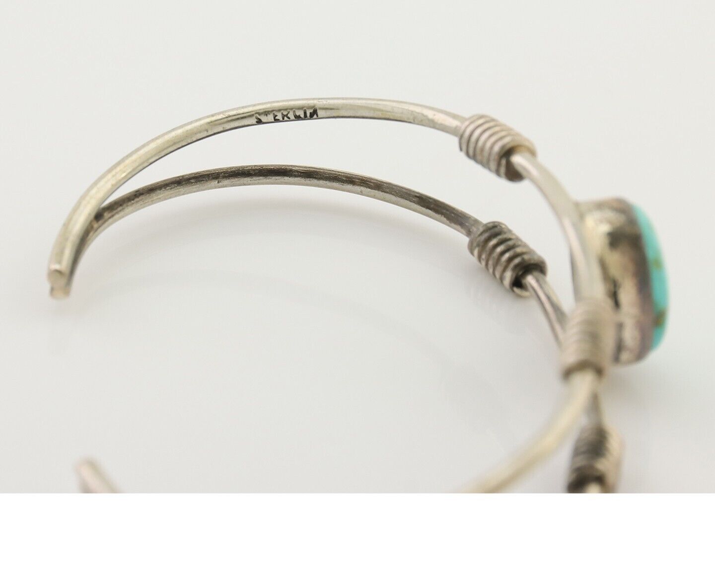 Navajo Bracelet 925 Silver Natural Blue Turquoise Native American C.80's