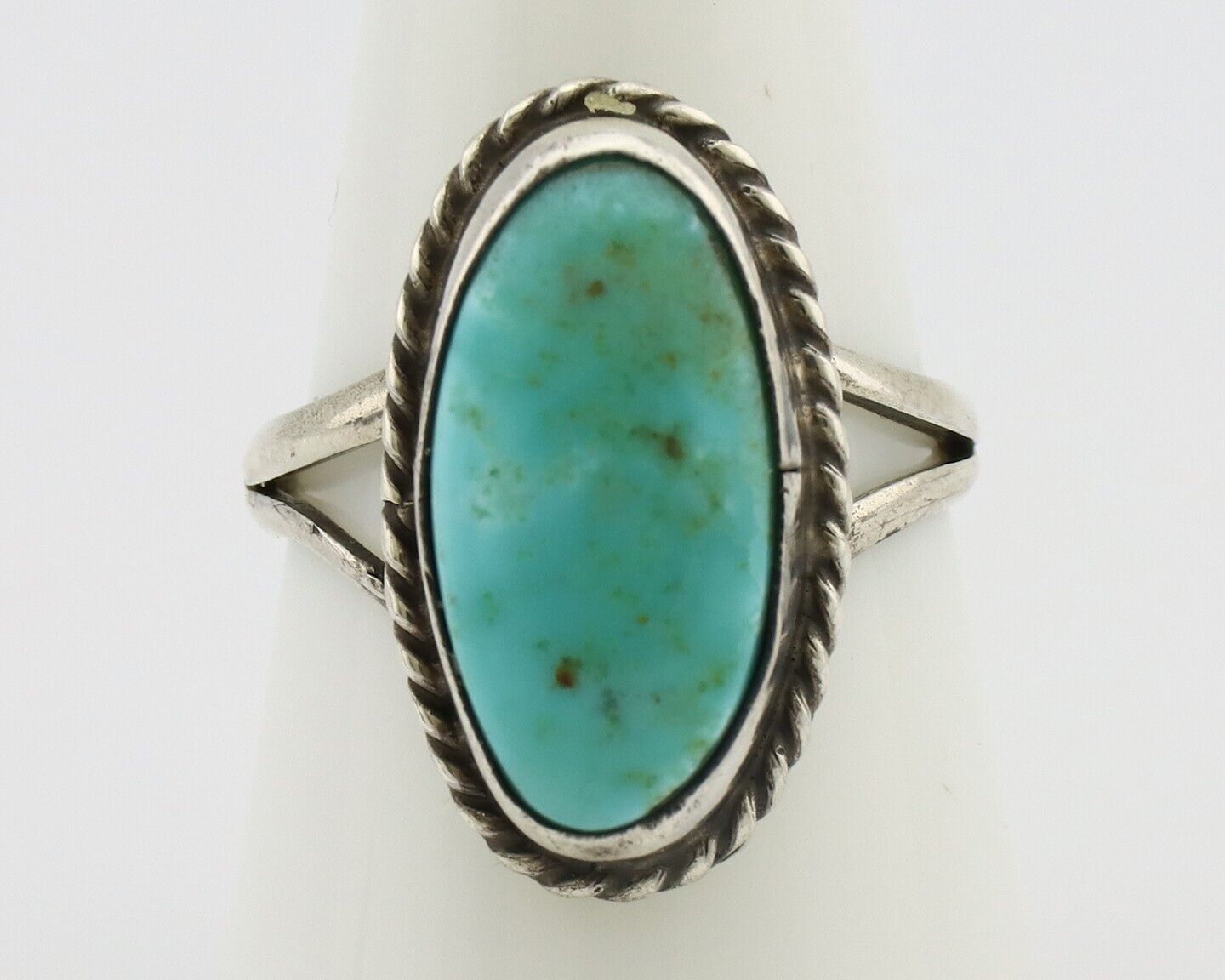 Navajo Ring 925 Silver Kingman Turquoise Artist Native American Signed C.80's