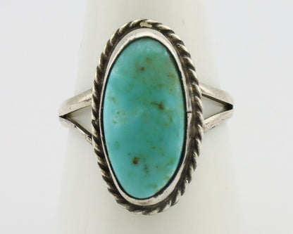 Navajo Ring 925 Silver Kingman Turquoise Artist Native American Signed C.80's