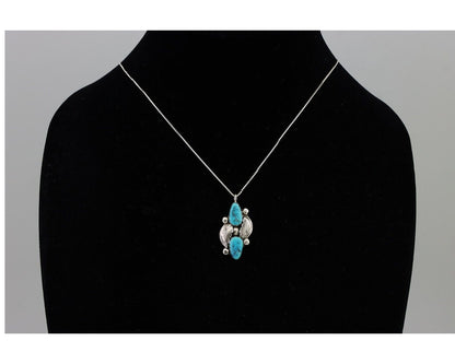 Navajo Turquoise Handmade Necklace 925 Silver Signed Simplicio C.80's