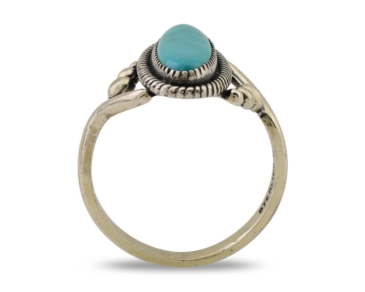 Navajo Ring 925 Silver Natural Kingman Turquoise Signed Wheeler MFG C.80's