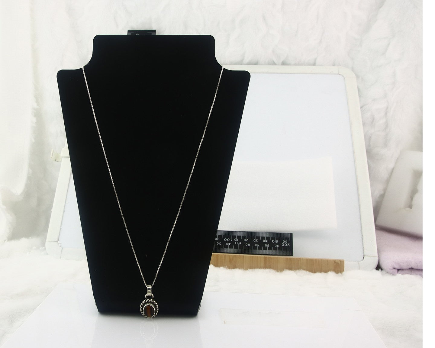 Navajo Sterling Silver Necklace Authentic Tiger Eye Sapphire Vintage Handmade