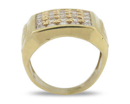 Men Simulated Diamond Pinky Ring 14k Solid Yellow Gold