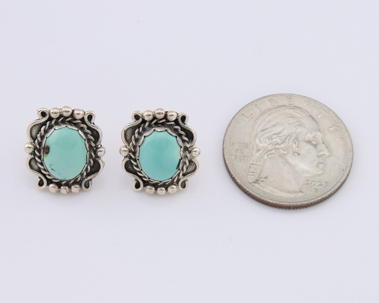Navajo Paw Earrings 925 Silver Blue Turquoise Native American Artist C.80's