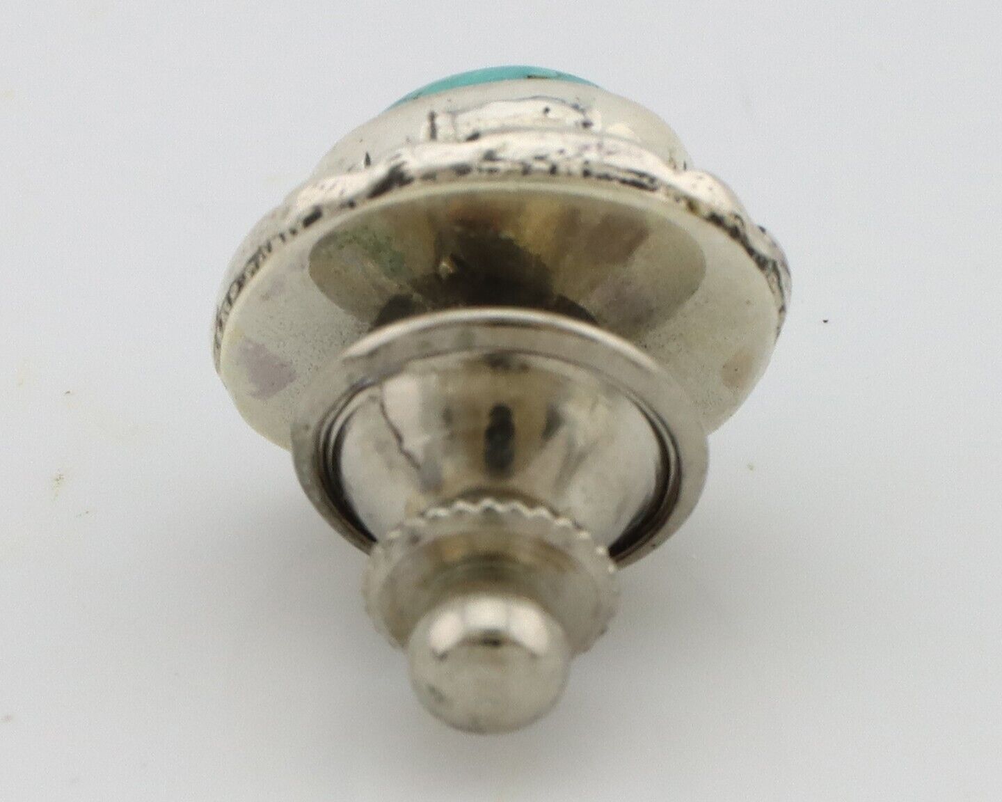 Navajo Tie Tack 925 Silver Natural Mined Turquoise Native American Artist C.80's