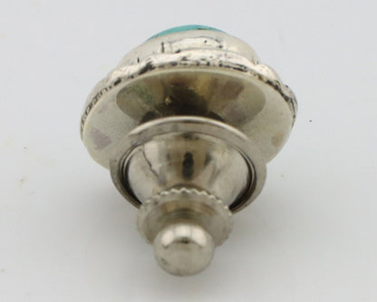 Navajo Tie Tack 925 Silver Natural Mined Turquoise Native American Artist C.80's