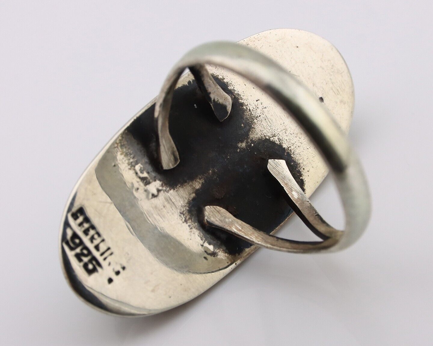 Navajo Ring 925 Silver Natural Kingman Turquoise Native American Artist C.80's