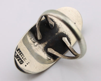 Navajo Ring 925 Silver Natural Kingman Turquoise Native American Artist C.80's