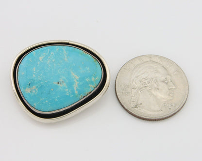 Navajo Pin Pendant 925 Silver Globe Turquoise Artist Signed Doug Zachary C.80's