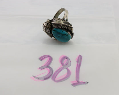 Navajo Handmade Ring 925 Silver Blue Turquoise Native American Artist C.80's