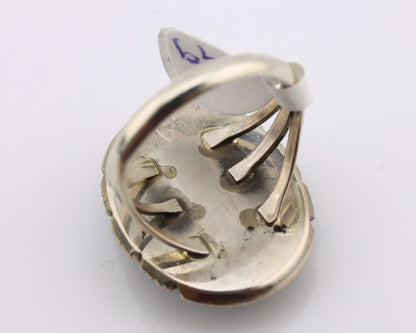 Navajo Ring 925 Silver Spiderweb Turquoise Artist Signed William Denetdale C.80s