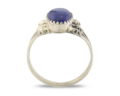 Navajo Ring 925 Sterling Natural Lapis Handmade Native Artist C.80's