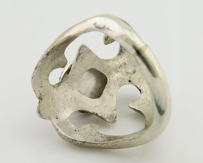 Navajo Sand Cast Ring 925 Silver Sleeping Beauty Turquoise Artist C.80's