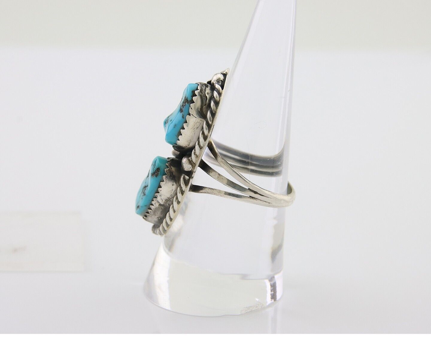 Navajo Ring 925 Silver Natural Turquoise Artist Signed Rob T Kelly C.80's