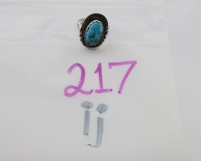 Navajo Ring 925 Silver Blue Turquoise Artist Signed Platero FNE C.80's Size 6.0