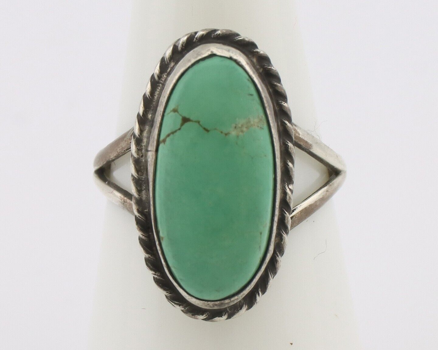 Navajo Ring .925 Silver Natural Kingman Turquoise Native American Signed C.80's