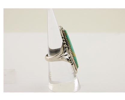 Navajo Hand Stamped Ring 925 Silver Turquoise Native Artist Begay C.80's